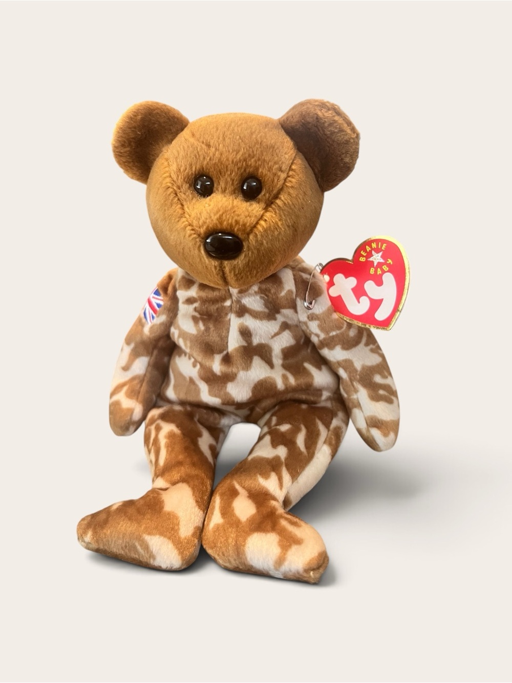 Ty-Beanie Baby Hero British Flag Camo Soldier Bear